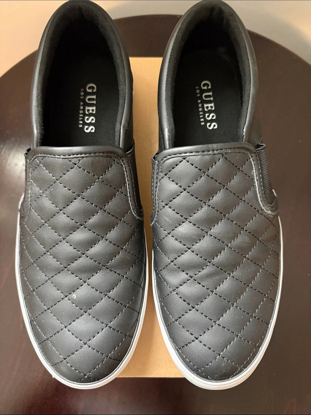 GUESS Women's Quilted Slip-On Loafers in Black - Size 8